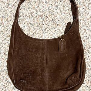 Coach Ergo Dark Brown Leather Nubuck Hobo Shoulder Bag RARE!